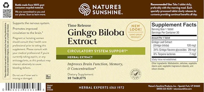 Ginkgo Biloba Extract Time Release - Image 3