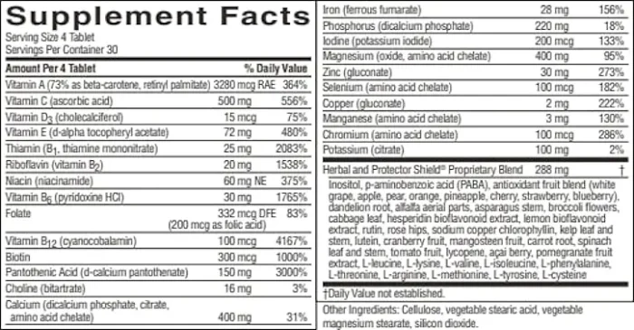 Super Supplemental Vitamin & Mineral (with Iron) - Image 4